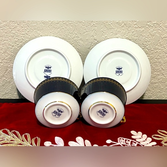 Christineholm Romanov Collection China Cobalt & Gold Cup & Saucer Set Of 2 - Picture 5 of 7